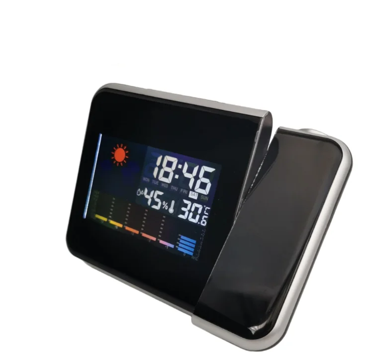 Led digital alarm clock for bedroom, with Temperature, humidity, weather, date, projection , Desktop multi-function Led  clock