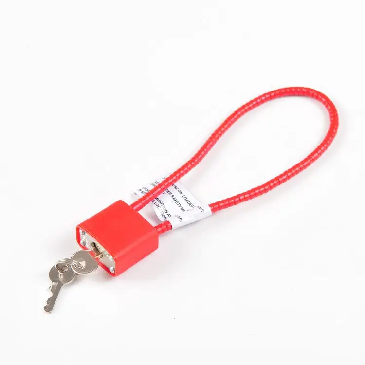 Hardened steel red/black cable lock
