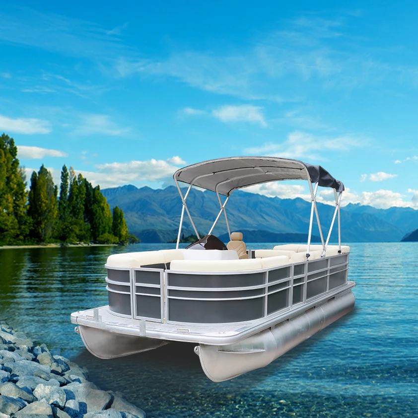 Kinocean 25ft Luxury Aluminum Fishing Pontoon Boat with Outboard Engine 3m Yacht for Sport Sale