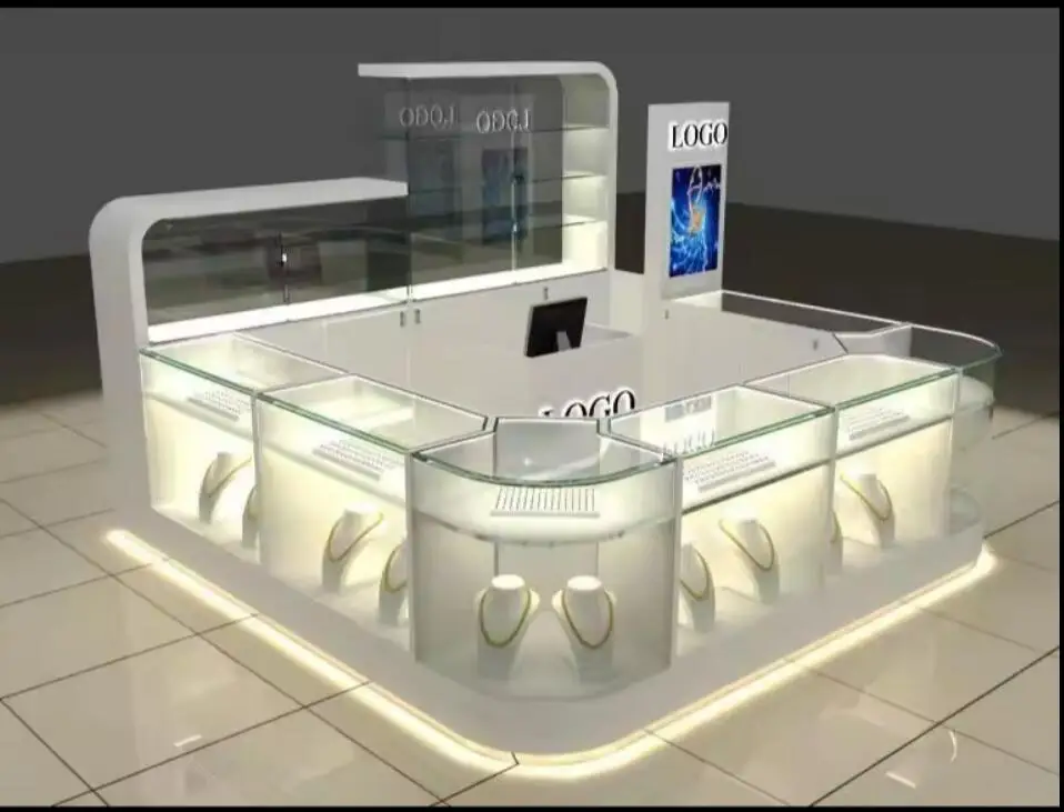 Mujiang China Factory Direct Sale Jewellery Display Kiosk for Jewelry Store Watch Store Glass