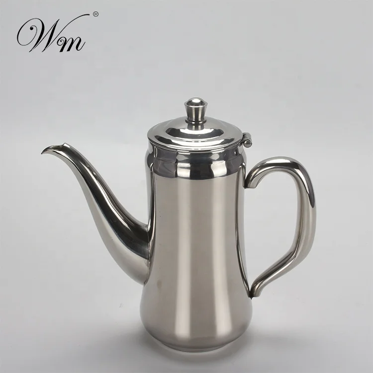 12oz Gooseneck Stainless steel slim Teapot Coffee Dispenser with hinged lid