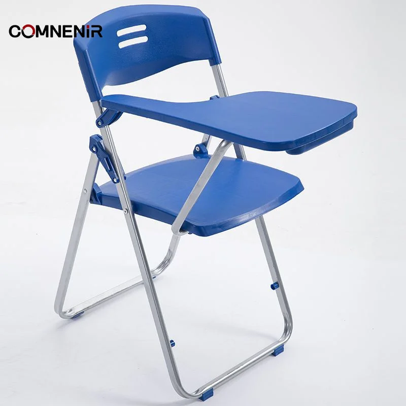 single chair and desk for university primary elementary school furniture Folding foldable plastic arm chair with write pad