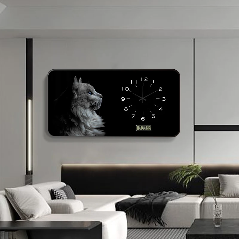 Nordic Large Modern Square Abstract Wall Clock Living Room Home Decoration Simple Fashion Art Porcelain Painting Mural Clock