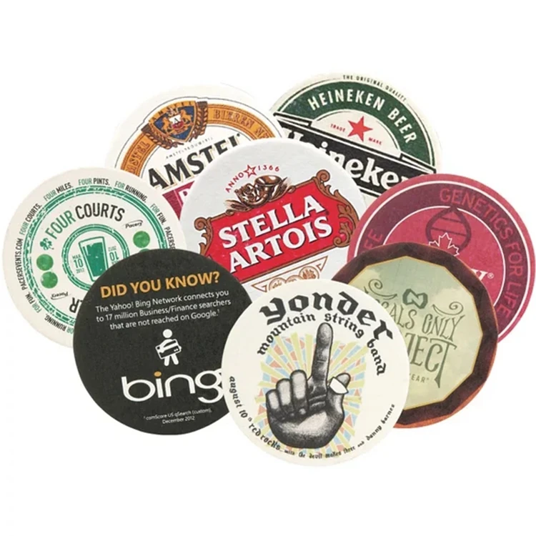 Absorbent Paper Coaster Circle Square Beer Mat Coaster 90MM Printing Corporate Gift Pulp Cardboard Paper Coaster