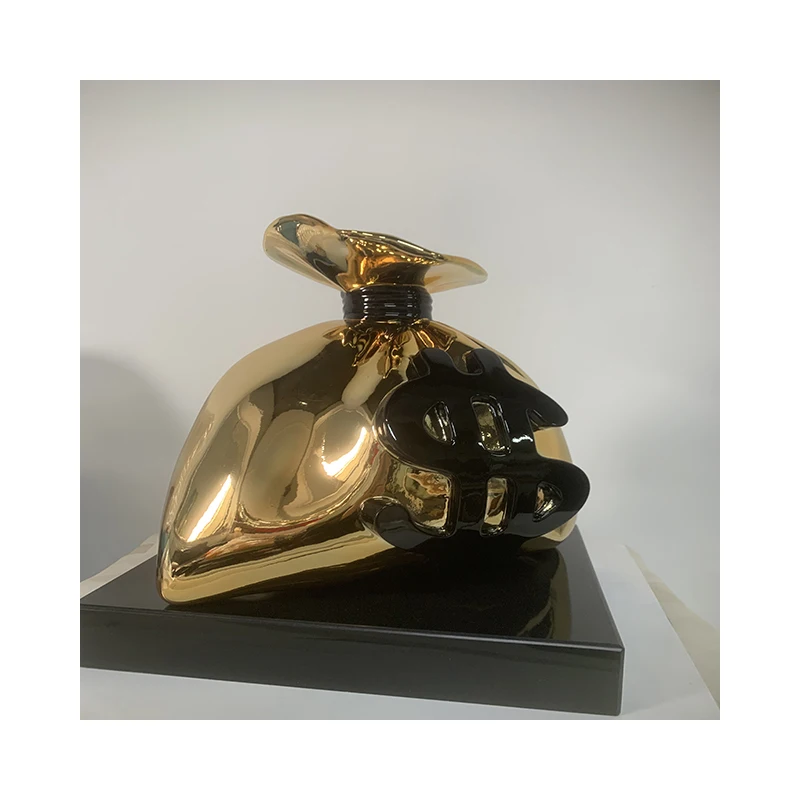 Modern Indoor Home Decor Folk Art Cone Statue Vase Resin Crafts Fiberglass Sculpture Electroplate Handbag Indoor Ornament Art