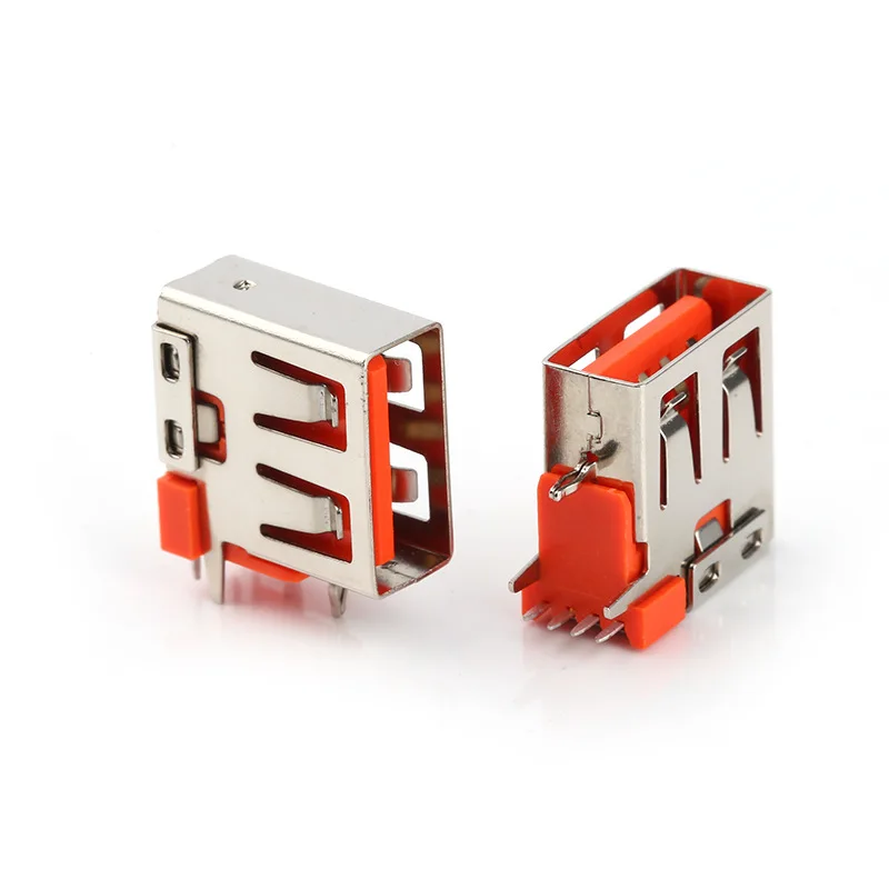 Orange 4pin Side Insert 3A 5A DIP PCB Large Current Data Charge Plug Socket Female USB A Connector 2.0