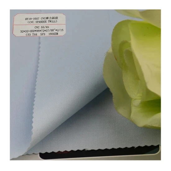 High Quality Anti- bacterial CVC Cotton Polyester Spandex Twill Fabric for Shirt doctor nurse hospital uniform coat