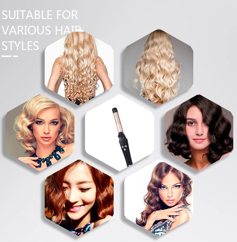 Magic Curling Wand with LCD Display for Perfect Curls Auto Spin Rotating Automatically styling Hair Curler Curling Wand Iron