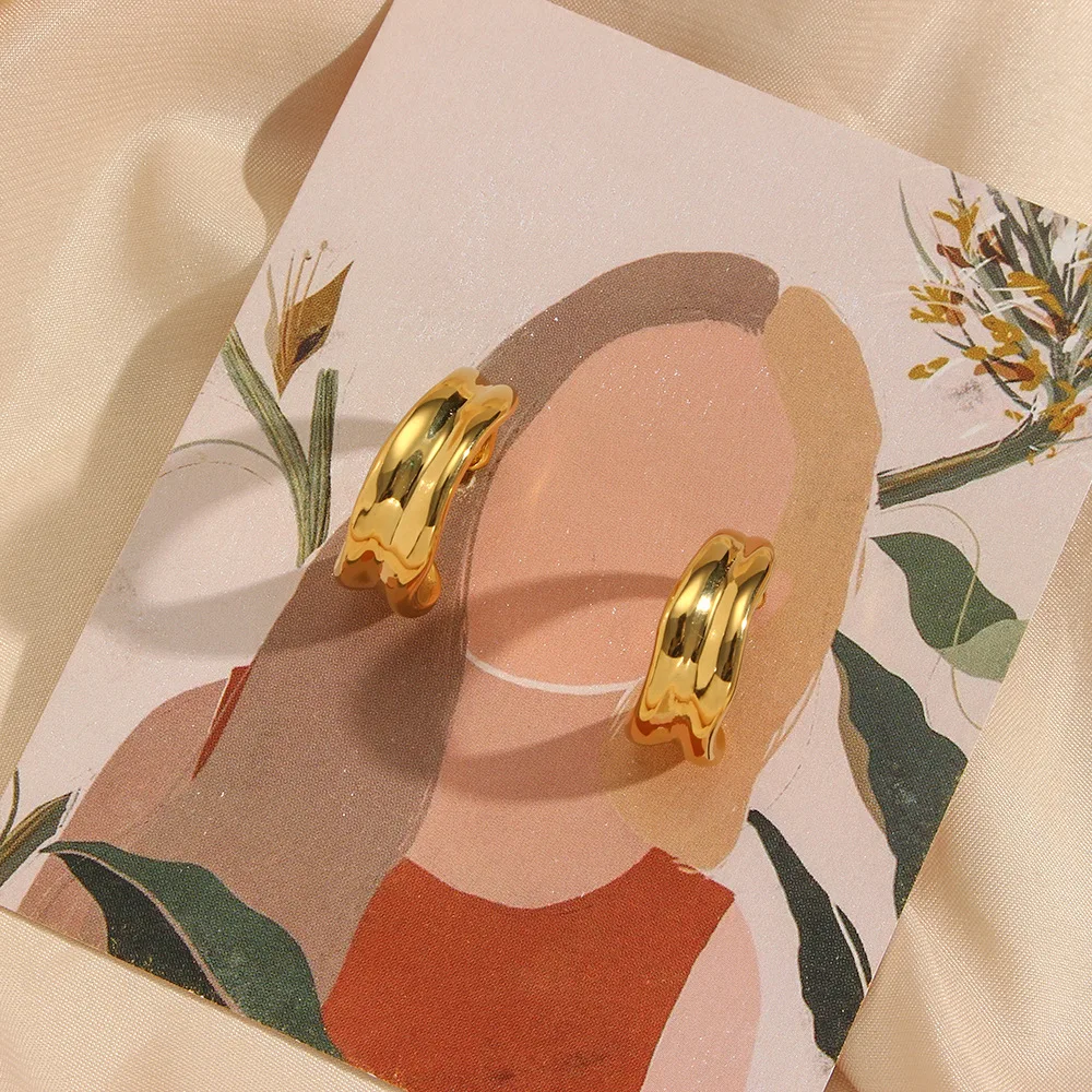 18k gold plated stainless steel jewelry  gold filled jewellery wholesale earrings women ear ring gold hoop earrings