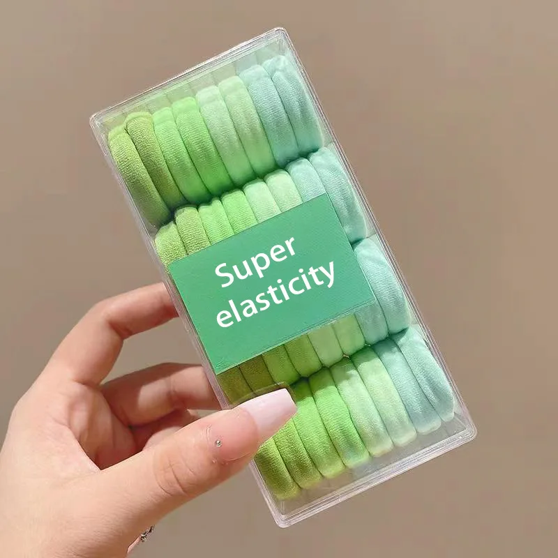 Ms-419 Wholesale Custom Elasticity Nylon Hair Ties Cute Rainbow Color 32pcs/set Hair Rubber Bands Hair String For Women Kids