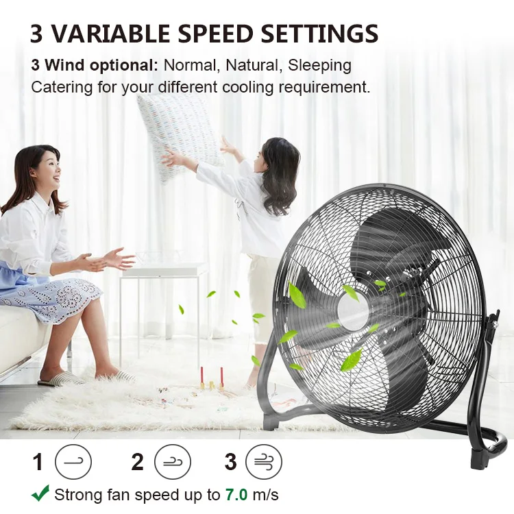 High Quality Standing Big Powerful Metal Stand Electric Cooling Ac Copper Motor Pedestal 14Inch Floor Fan