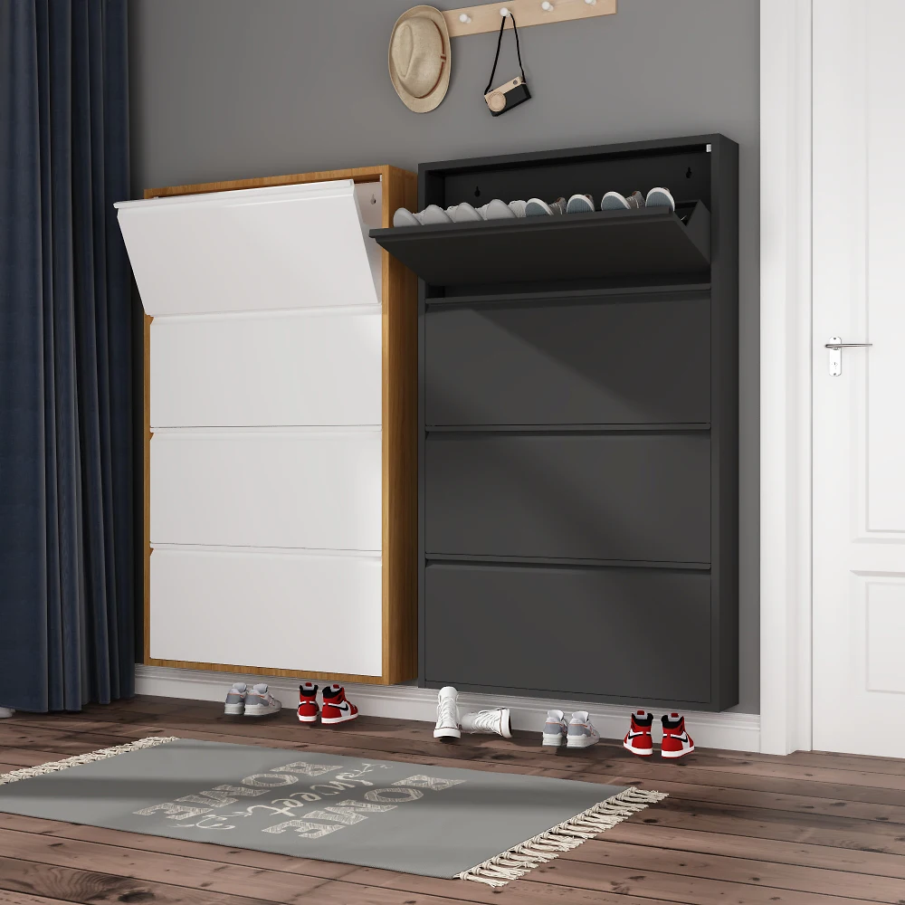 Big Capacity Dust-Proof Storage Shoe Rack Metal Locker Nordic Shoe Cabinet