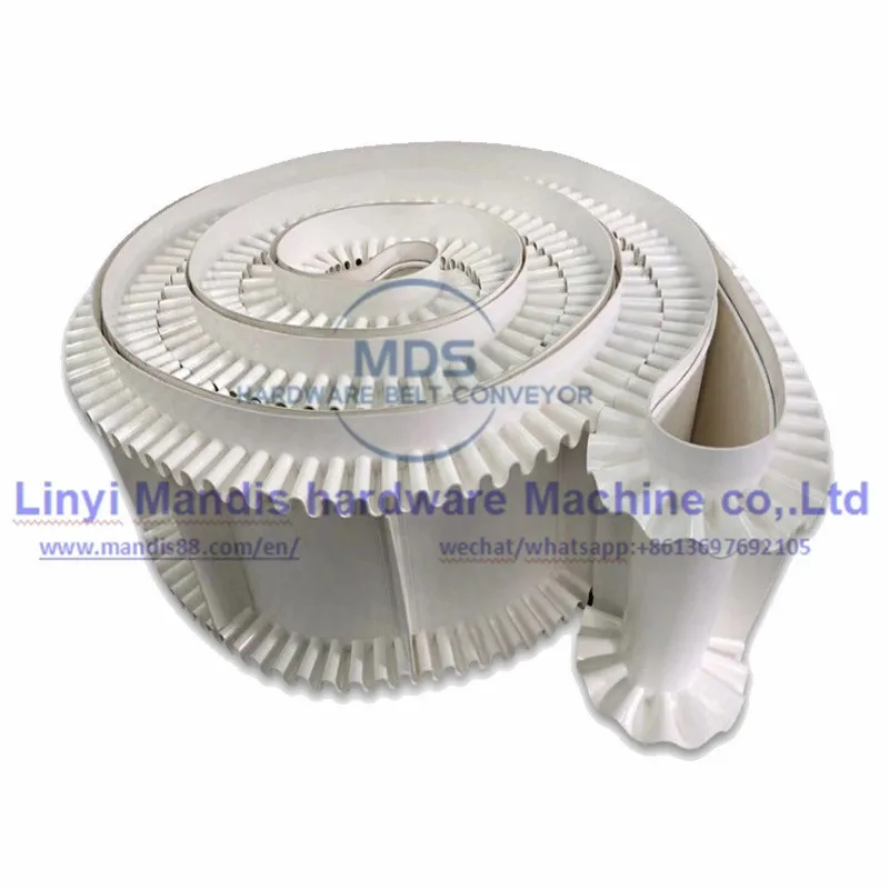 White PVC food grade corrugated sidewall conveyor belt factory