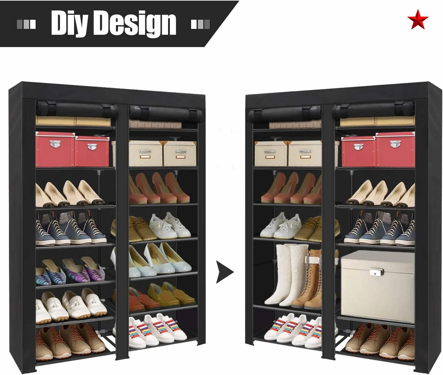 Factory Fashion Design 7-tier Water Proof Shoe Rack Storage Diy Shoe Rack Cabinet