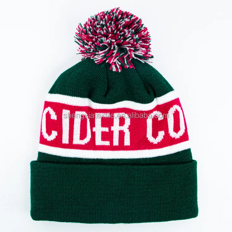 winter warm ski hat toque knit bobble hat acrylic jacquard custom pom pom beanie with embroidery logo
