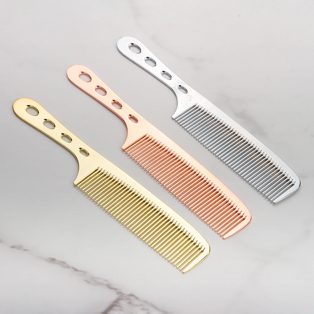 Professional Salon Custom Stainless Steel Hair Comb Hairdressing Steel Comb Hair Cutting Metal Comb Long Handle