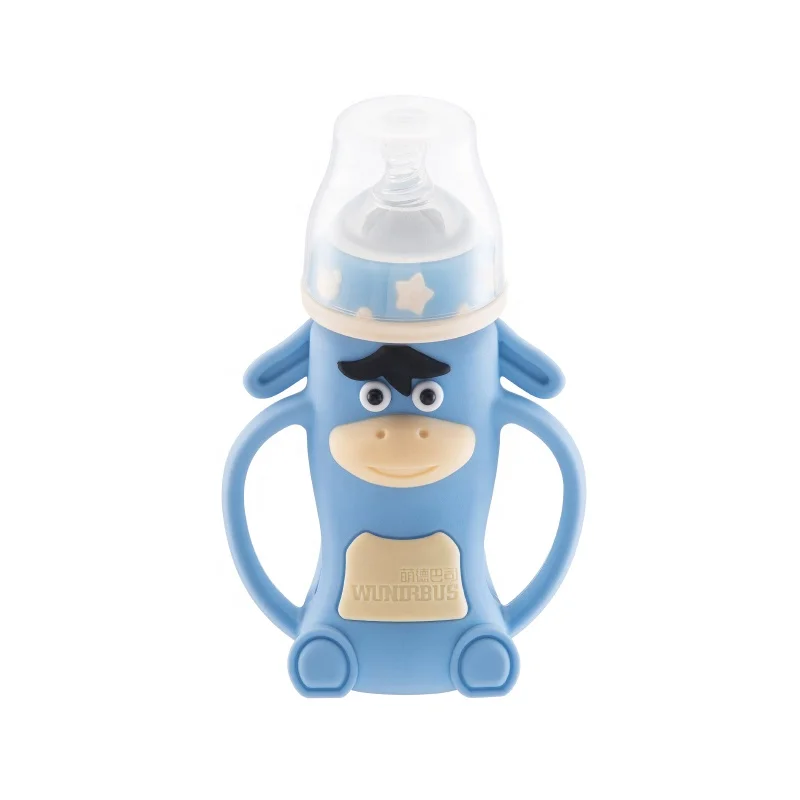High borosilicate glass baby feeding bottle with cute Silicone coat  Wundrbus brand supply