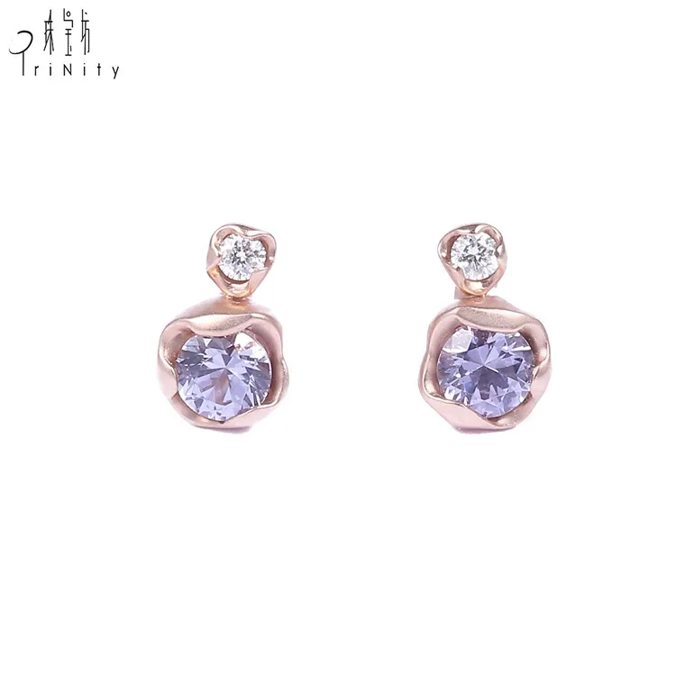 High quality fashionable eternal earrings 18k genuine gold natural diamond studded earrings for women