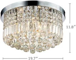 Simple Lobby Living Room Chandelier Rain Drop Round K9 Crystal Ceiling Light Chrome