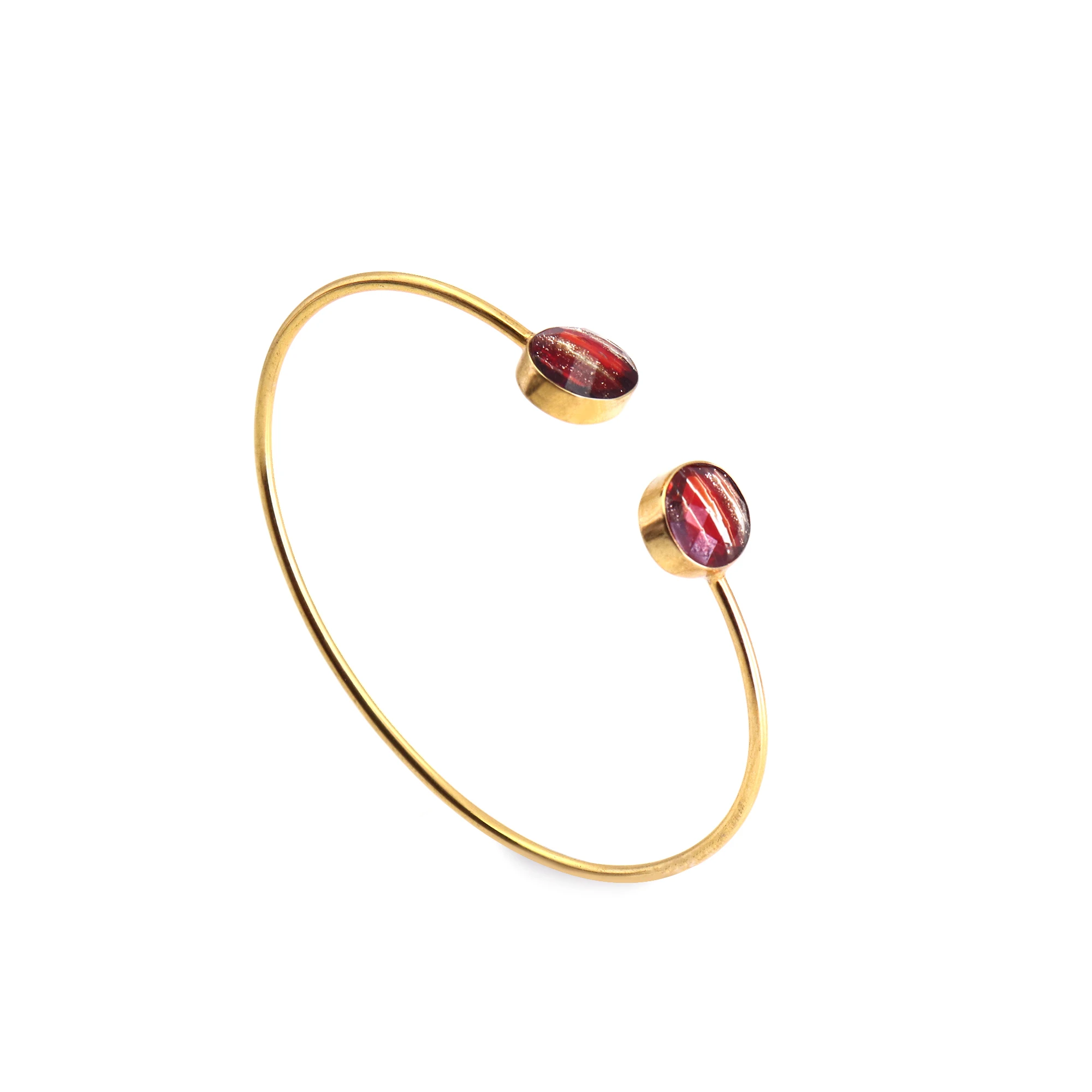 Gold Plated Oval Shape Red Copper Infused 10x12 MM Handmade Cuff Bangle