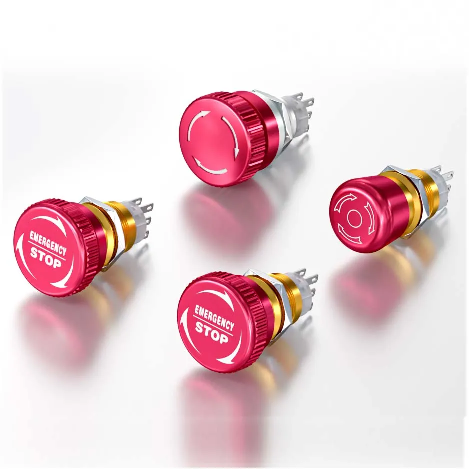 ONPOW metal emergency stop button 16mm/19mm/22mm scram safety E-stop panic push button switch