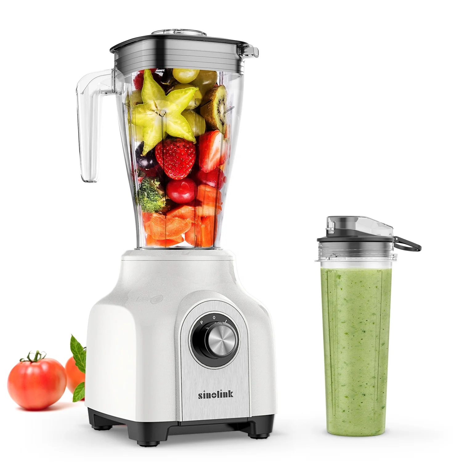 2022 smoothie table blender with 1.3L pitcher and portable bottle