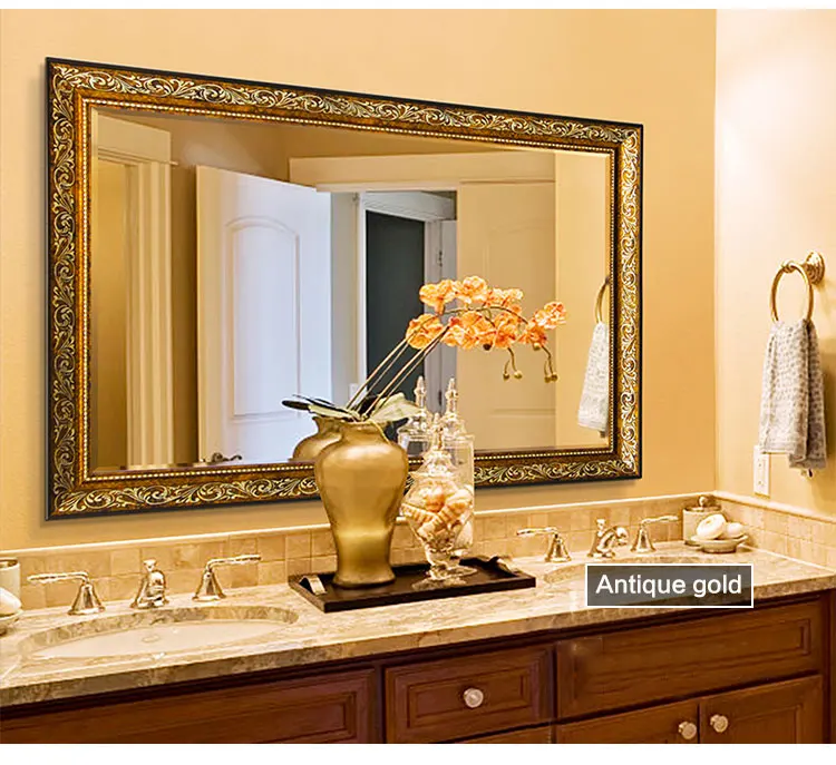 Waterproof European Style Framed Bedroom Wall Mirrors Decorative Silver Large mirrors