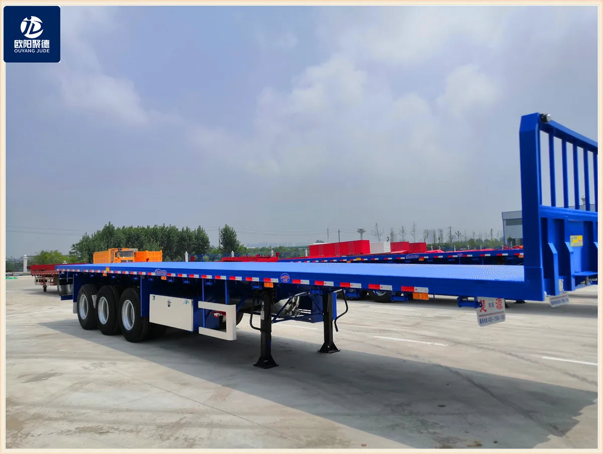 OYJD export market new sky blue flatbed semitrailer with 8 twist locks use marble landscape stone steel pipe transport on