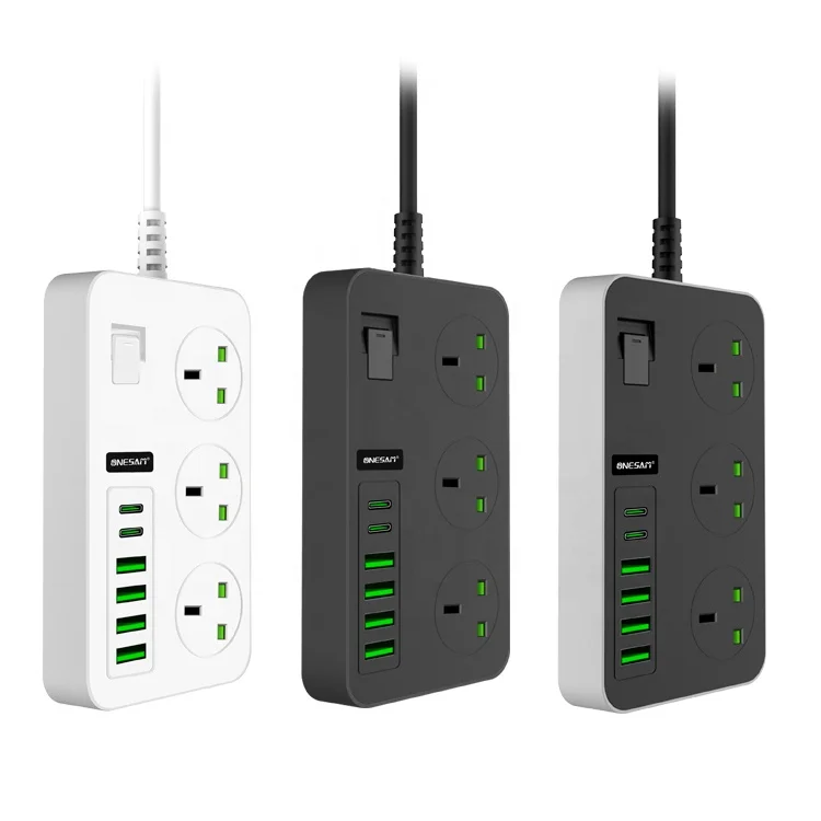 Оптовая продажа с фабрики, удлинитель для быстрой зарядки с 3 портами и 2 портами Pd типа C и 4 портами Usb, универсальный Сетевой удлинитель с Usb