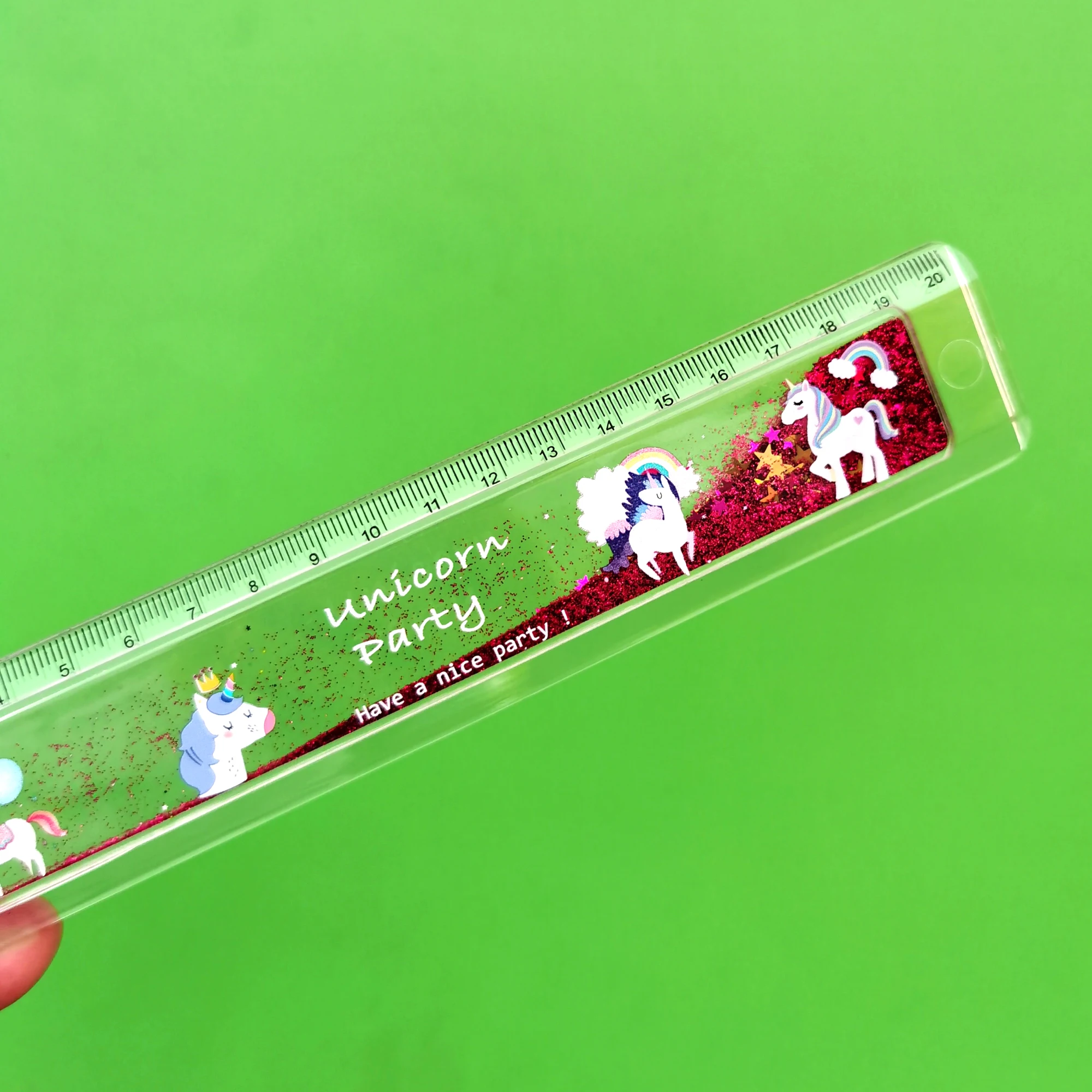 new latest popular 20cm Liquid Filled Acrylic Ruler With Glitter Sequin Inside