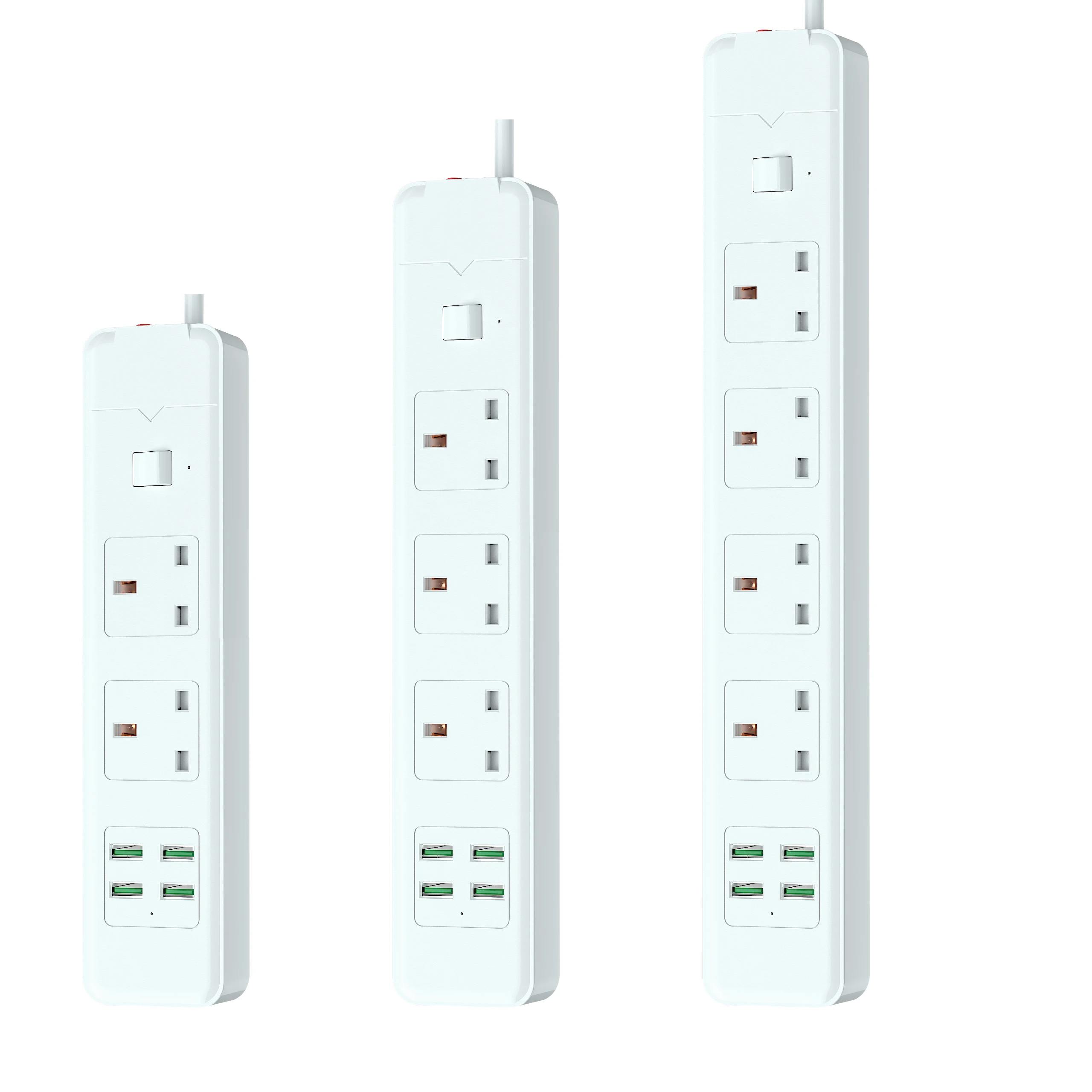 UK standard 3m 5m power strip 3 outlets 4usb ports fast charg surge protector socket 13A fused Birtish style baby safty gate