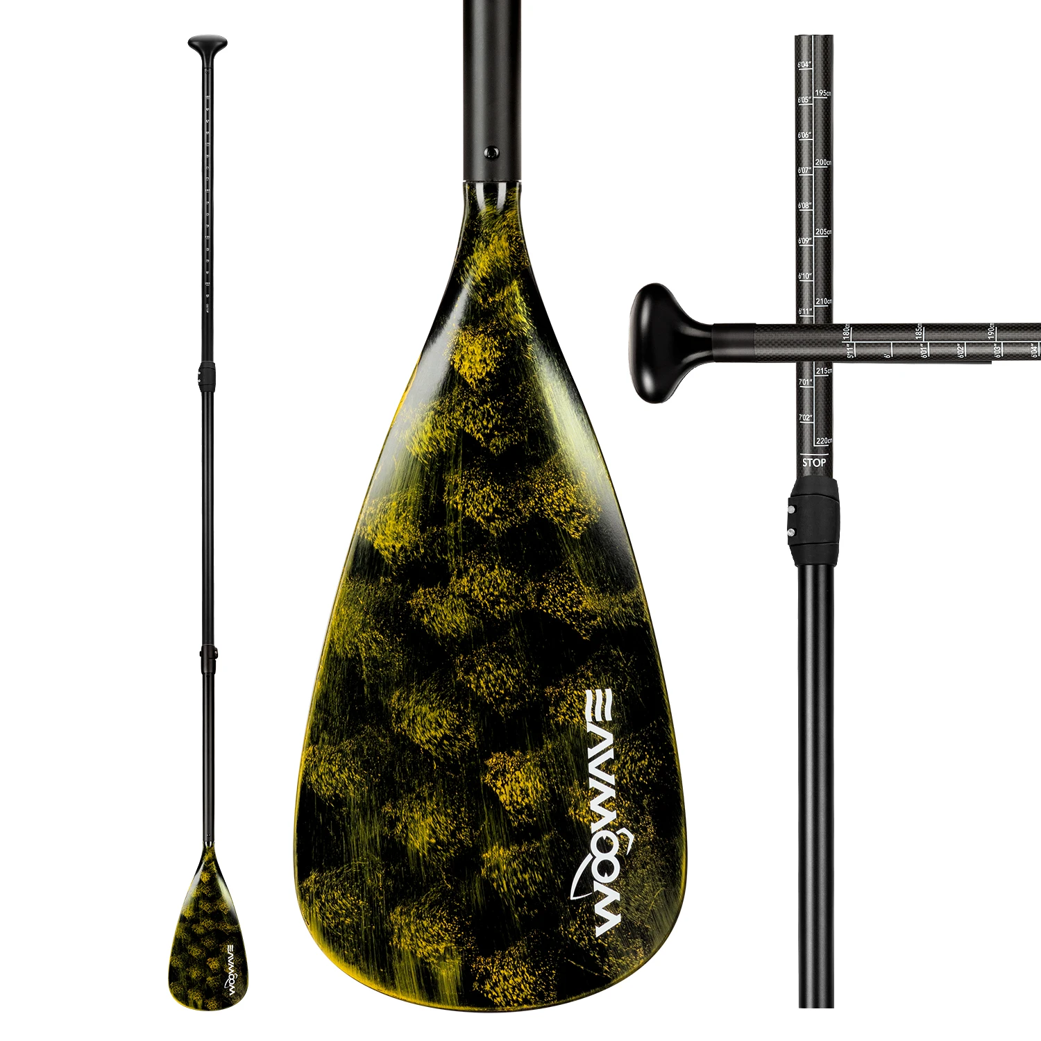 Woowave Premium Quality Adjustable Carbon Fiber Paddles for SUP Accessories 3-pieces Paddle