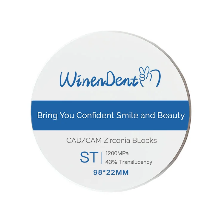 Factory price Dental Super translucent ST 98mm 22mm white block ceramic disc for Cad Cad system
