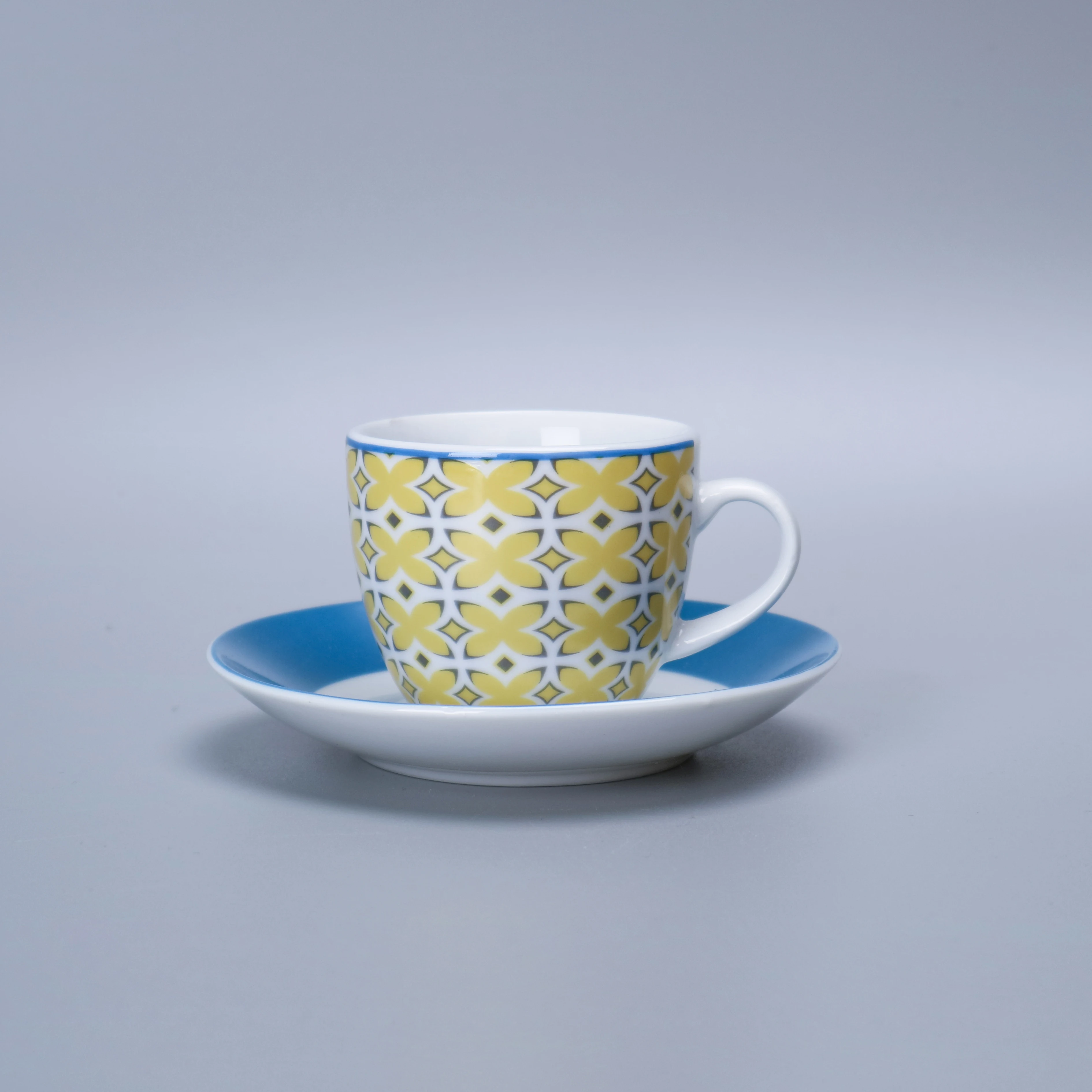 Wholesale Porcelain Dinnerware Sets Graphic Geometric Pattern with Cup and Saucer for Home Dining Ceramic Tableware Set