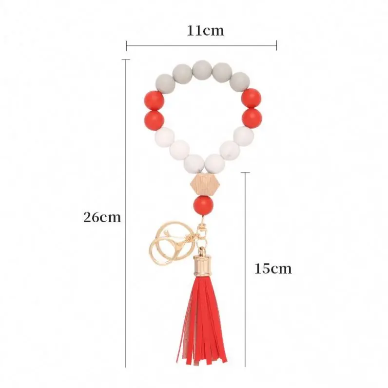 Bracelet Wristlet Keychain New Leopard Print Silicone Bead Keychain Fashion Bag Pendant New Fashion Mother Day Gift Pendant