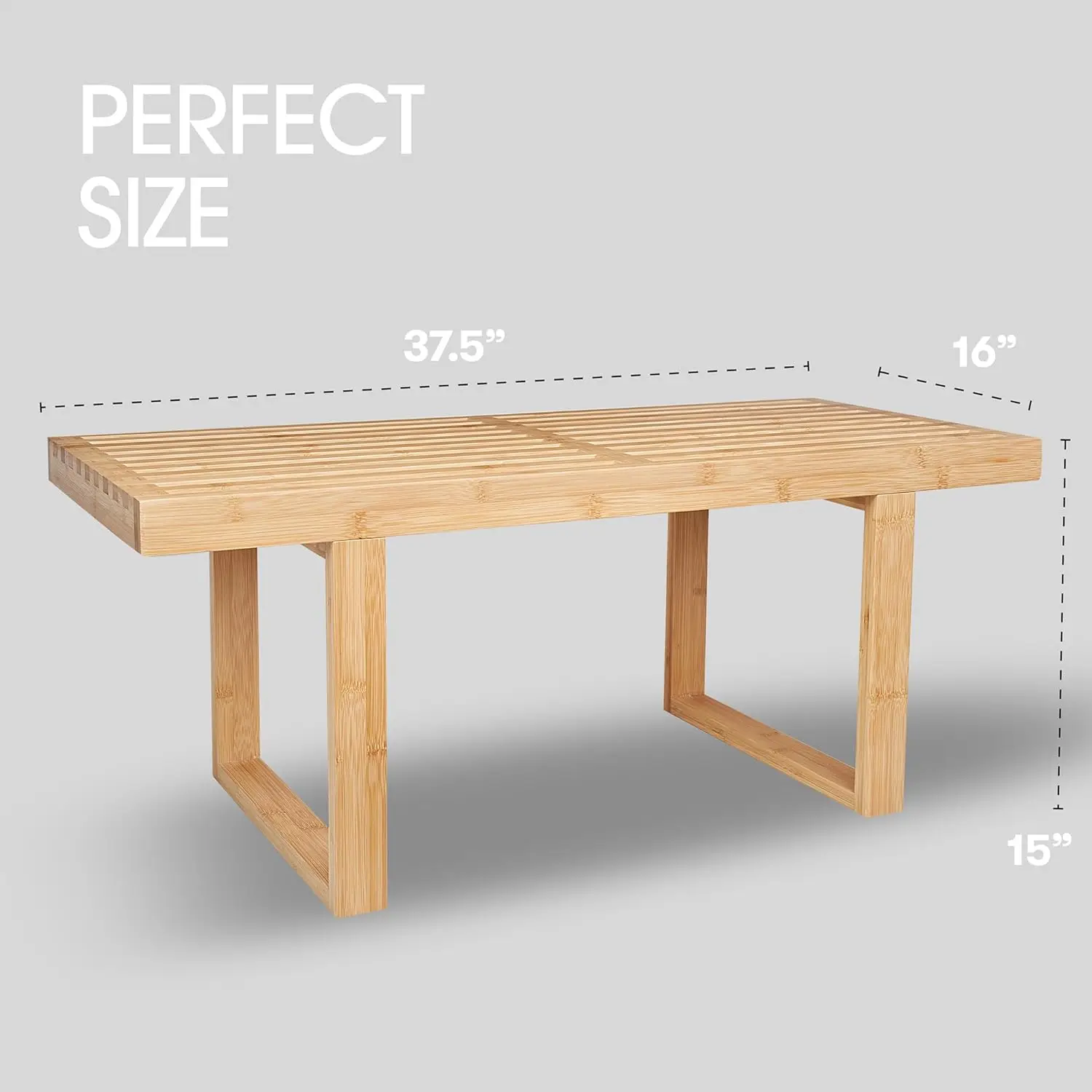 Natural Slat Entryway Bench  Portable Bamboo Stool Wooden Bench for Dining Bedroom Living Room Kitchen Hallway