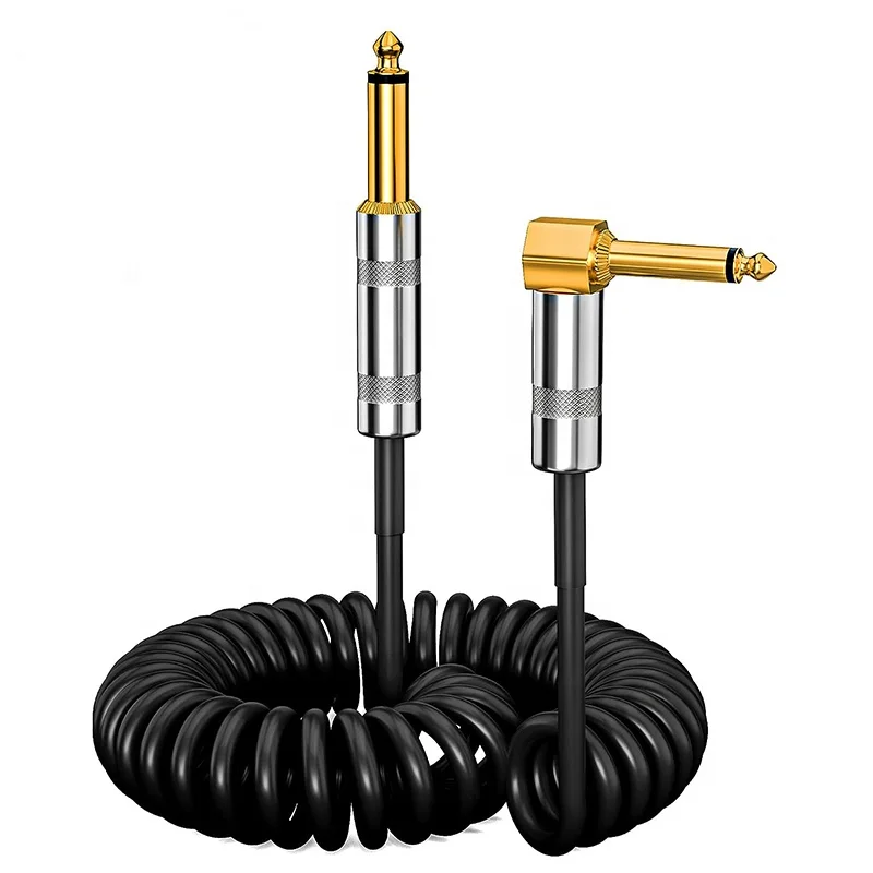 Xput 6.35MM Audio Spiral Coil Spring Guitar Right Angled Jack To Jack Coiled Cable 1M 2M 3M 5M 10M 15M 20M 30M