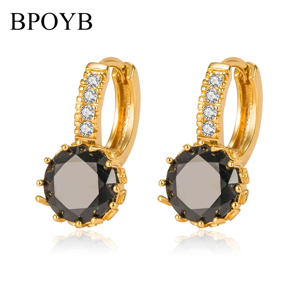 
BPOYB 2021Wholesale Indian Jewellery Punk Style Hoops Black Crystal Earrings For Women 
