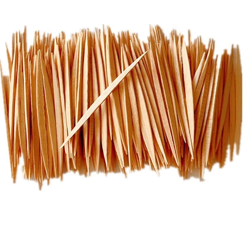 Китайский поставщик, деревянные плоские зубочистки 48 мм, две точки