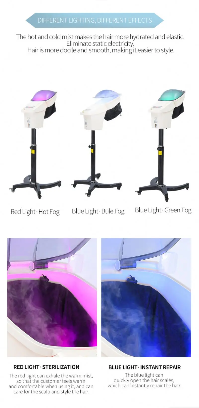 Top Supplier Professional Salon Equipment Barber Use Ozone O3 Nano Micro Mist Micromist Hair Salon Steamer Machine With Stand