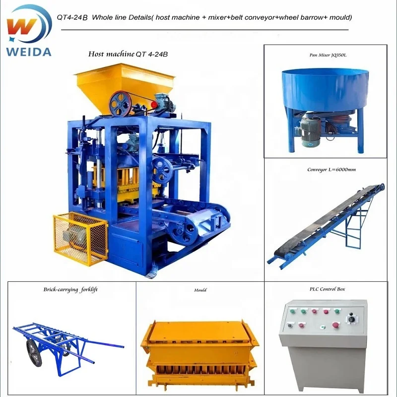 QT4-24 Concrete Cement Earth Color Paver Block Mold Brick Making Machine for Sale