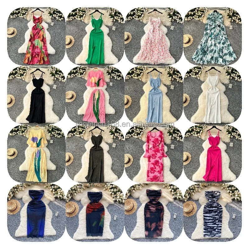 New fashion 2024 plus-size dress Chiffon floral long dress Front yard women elegant summer casual dress