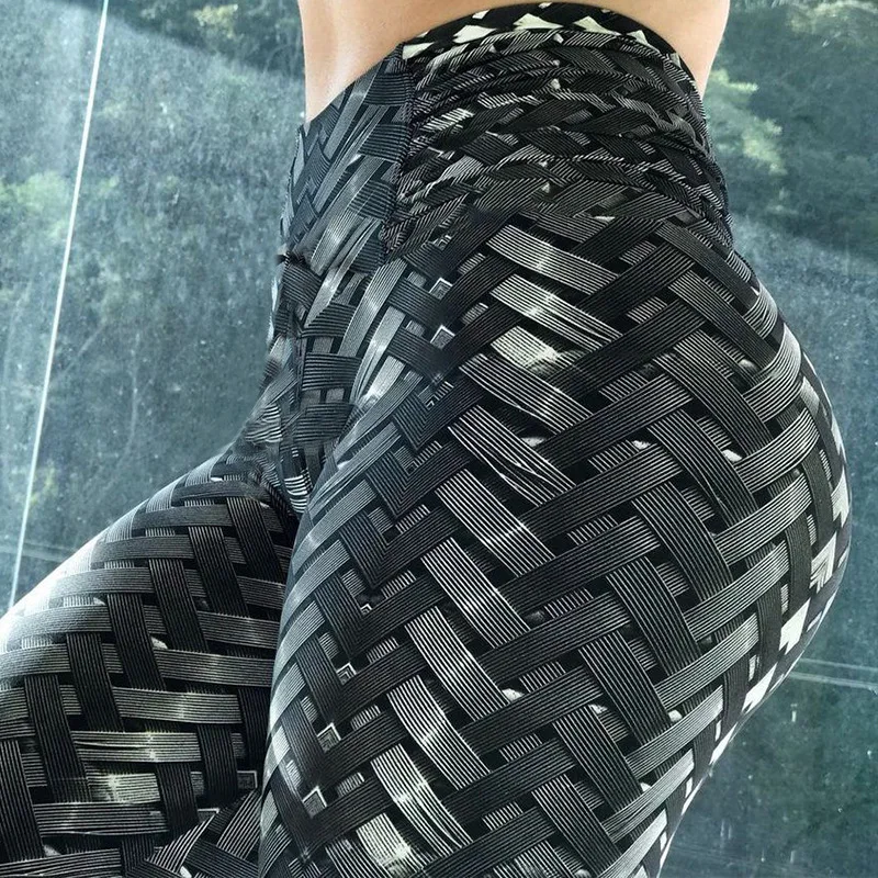  Wholesale Running Tights Fitness Leggings Tummy Control Stretchy High Waisted Woven Digital Print Yoga Pants For