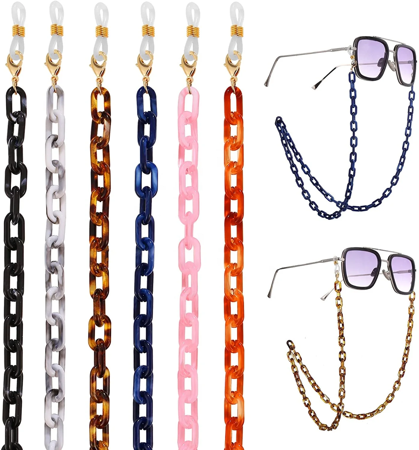 
Masked Glasses Chain Lanyards for Women Unique Anti-Lost Acetate Acrylic Face Masked Chains Holder Around Neck 