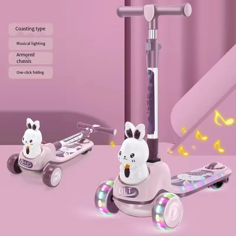 Fashionable Electric 3-Wheeled Push Foot Step Scooter for Kids Plastic Baby Riding on Scooter
