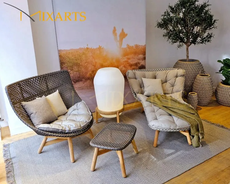 
Lotus Outdoor Ottoman Woven Pouf Ottoman 