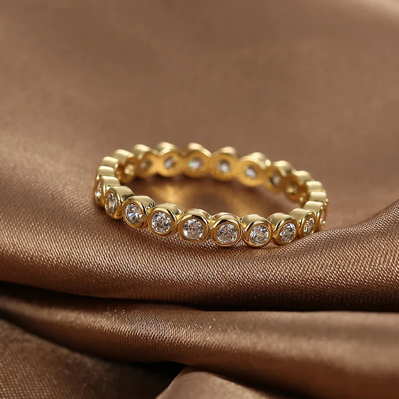 Women jewelry trendy fashion 18K gold plating Ring White Zirconium Index Ring