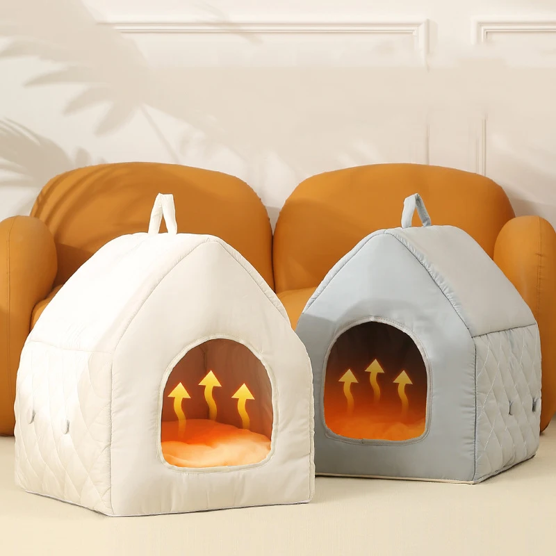 Экологически чистая портативная моющаяся успокаивающаяся уютная палатка с подогревом для собак роскошная кровать домашних животных и кошек