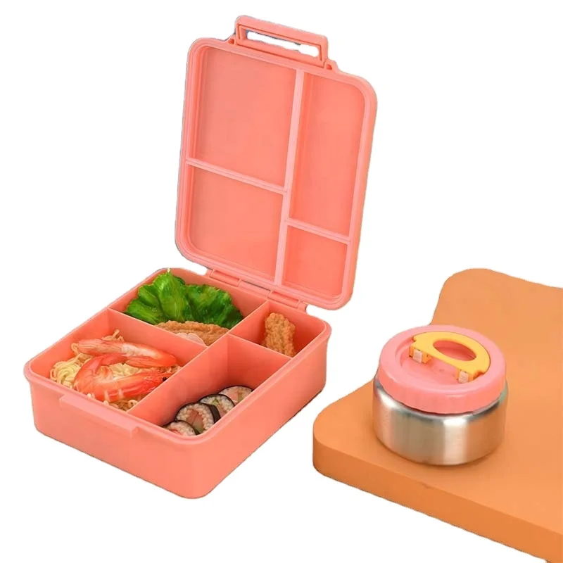 Aohea Children portable lunch box leak-proof compartmentalized bento box stainless steel thermos food jar