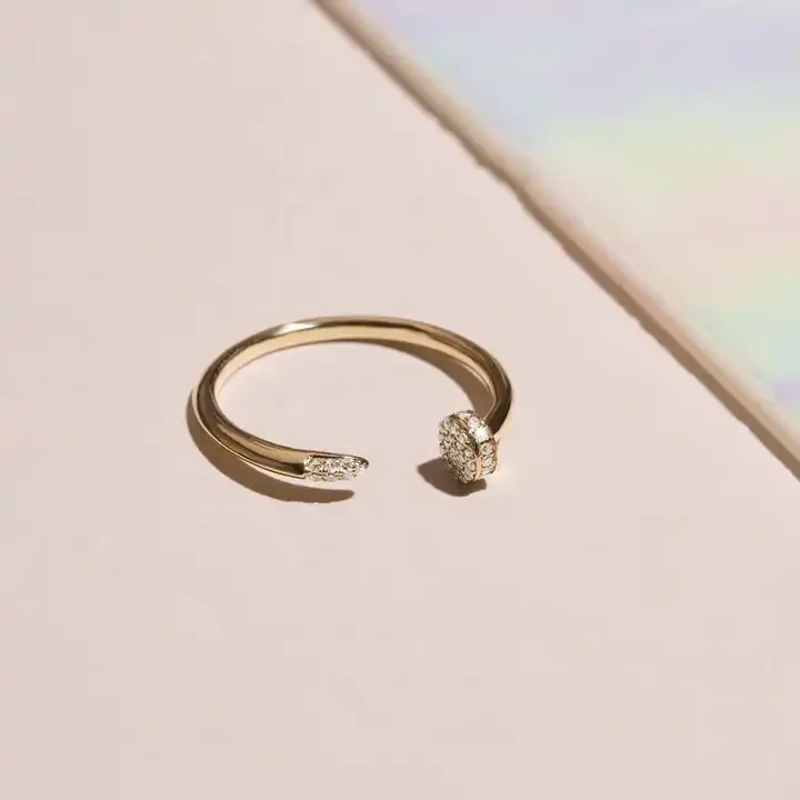 LOZRUNVE DUBAI Jewelry 925 Sterling Silver Adjustable Pave Open Nailed Ring Women